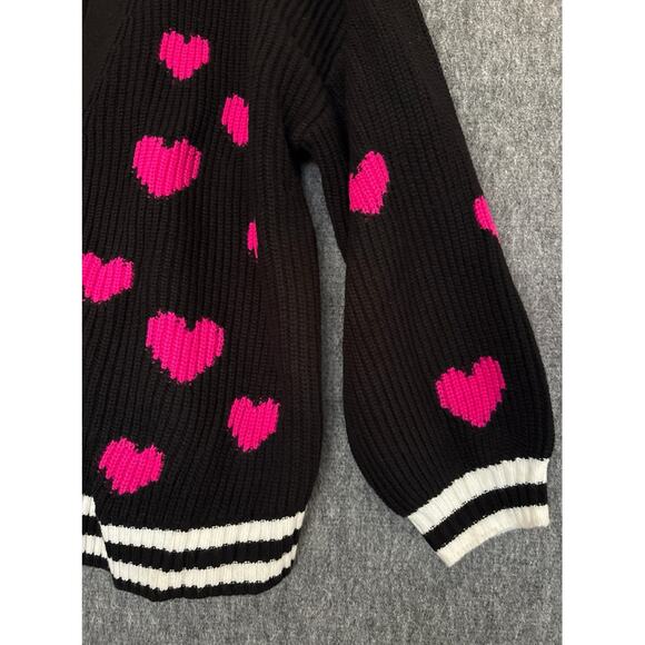 New! Torrid Drop Shoulder Cardigan Hearts Black Pink Preppy Sweater Size 2 2XL - Picture 6 of 8